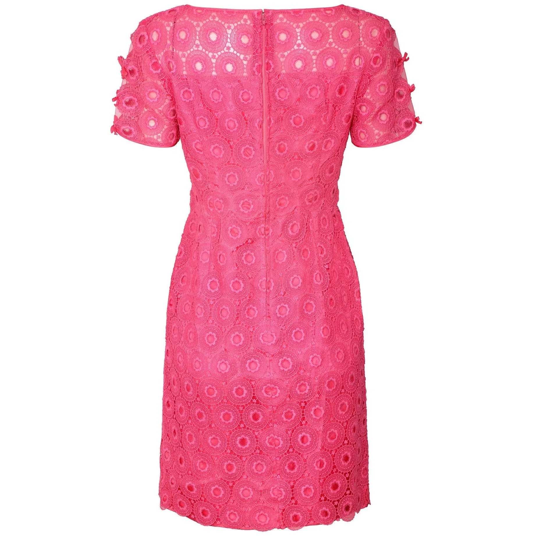 1960s Cerise Pink Crochet Dress by Janet Cotton