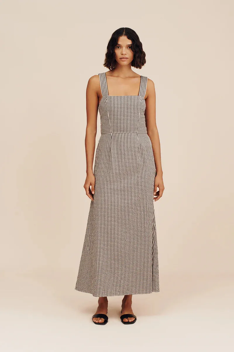 AMELIA SQUARE NECK DRESS - GINGHAM