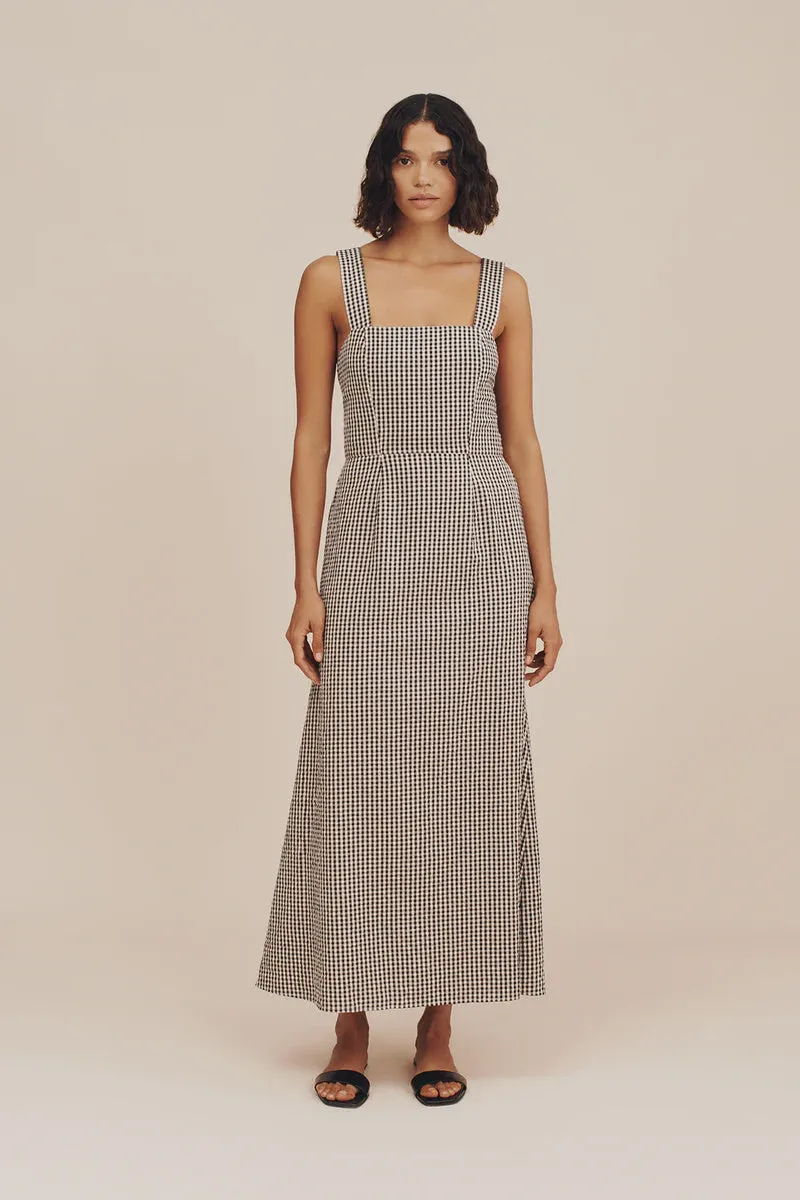 AMELIA SQUARE NECK DRESS - GINGHAM