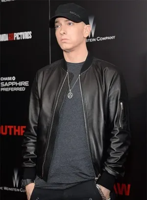 American Rapper Eminem Leather Jacket | Men Celebrity Jacket | Celebrity Leather Jacket