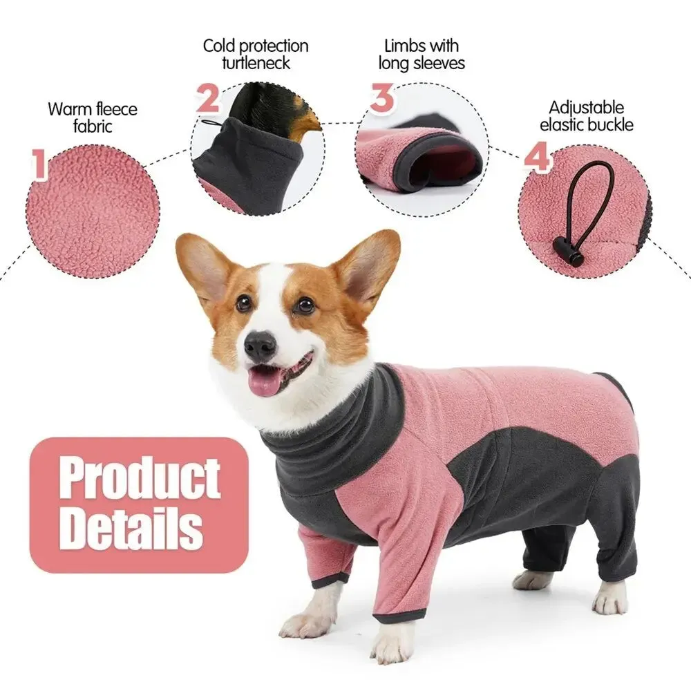 AnniePaw Four Legs Post-Surgery Dog Suit Fleece Pajamas Anti-lick