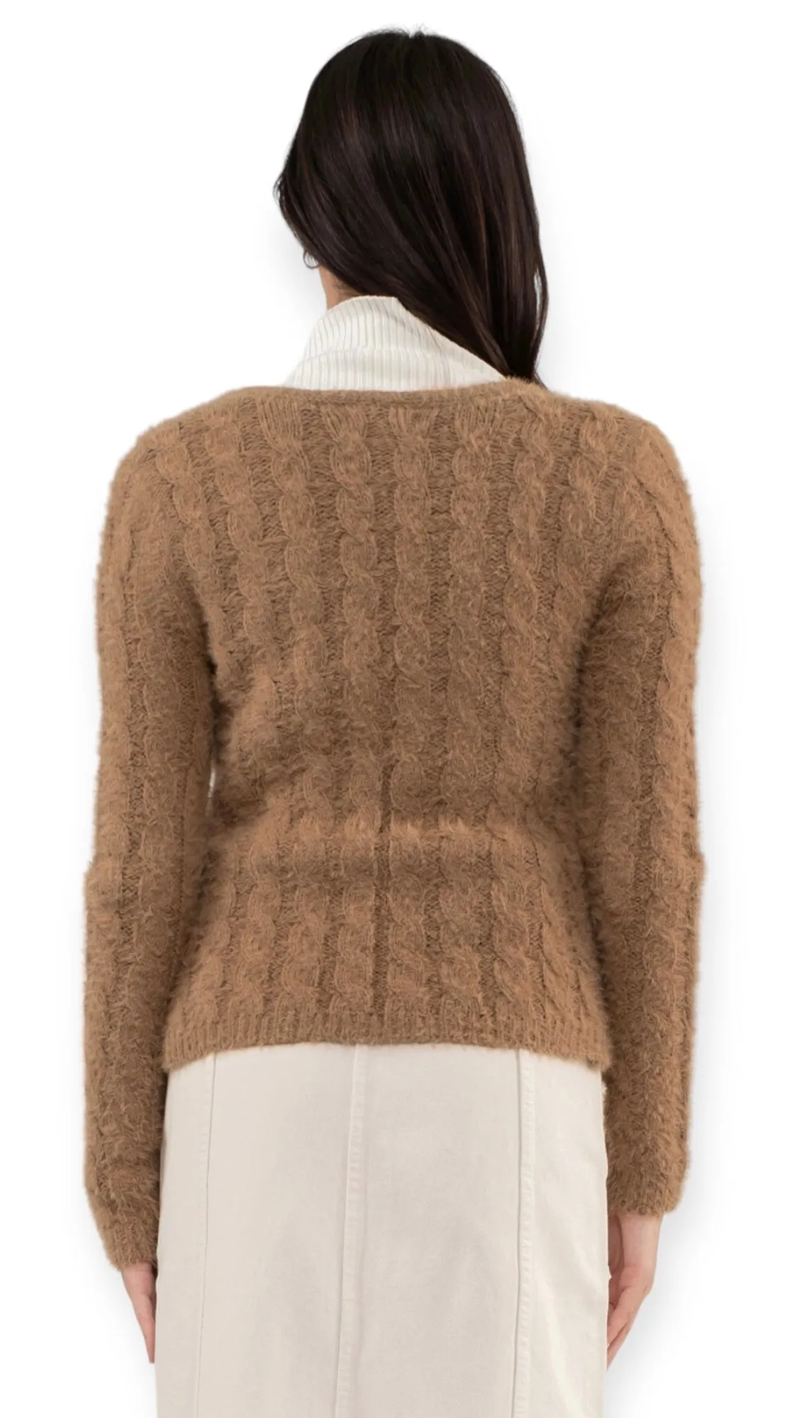 Audrey Tie Front Cozy Cardigan-Brown