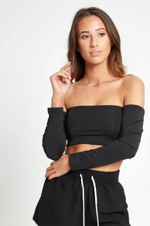 Bardot Crop Top in Black