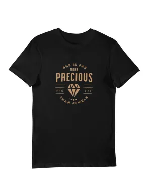 Black "More Precious than Jewels" Christian Graphic Tee