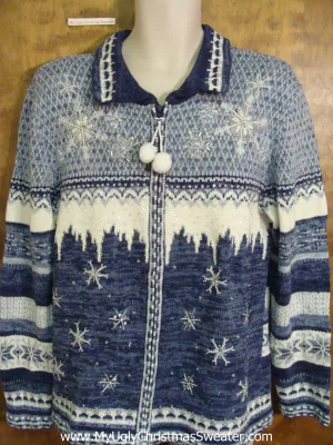 Blue Icy Fun Corny Cheesy Christmas Sweater