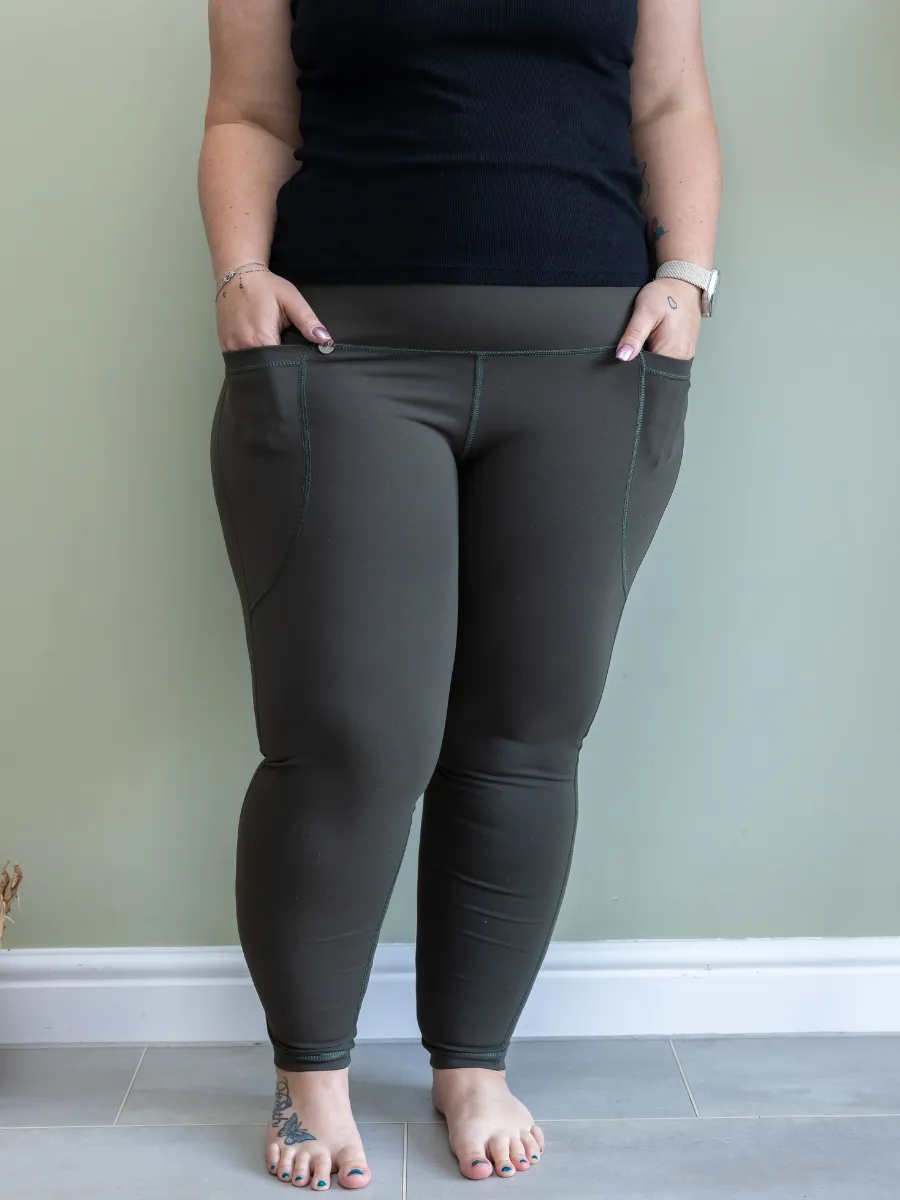 Body Sculpt Khaki 2 Pocket Full Leggings