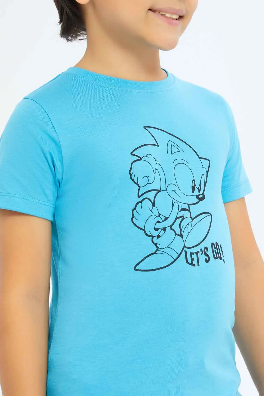 Boys Blue Sonic Print T-Shirt