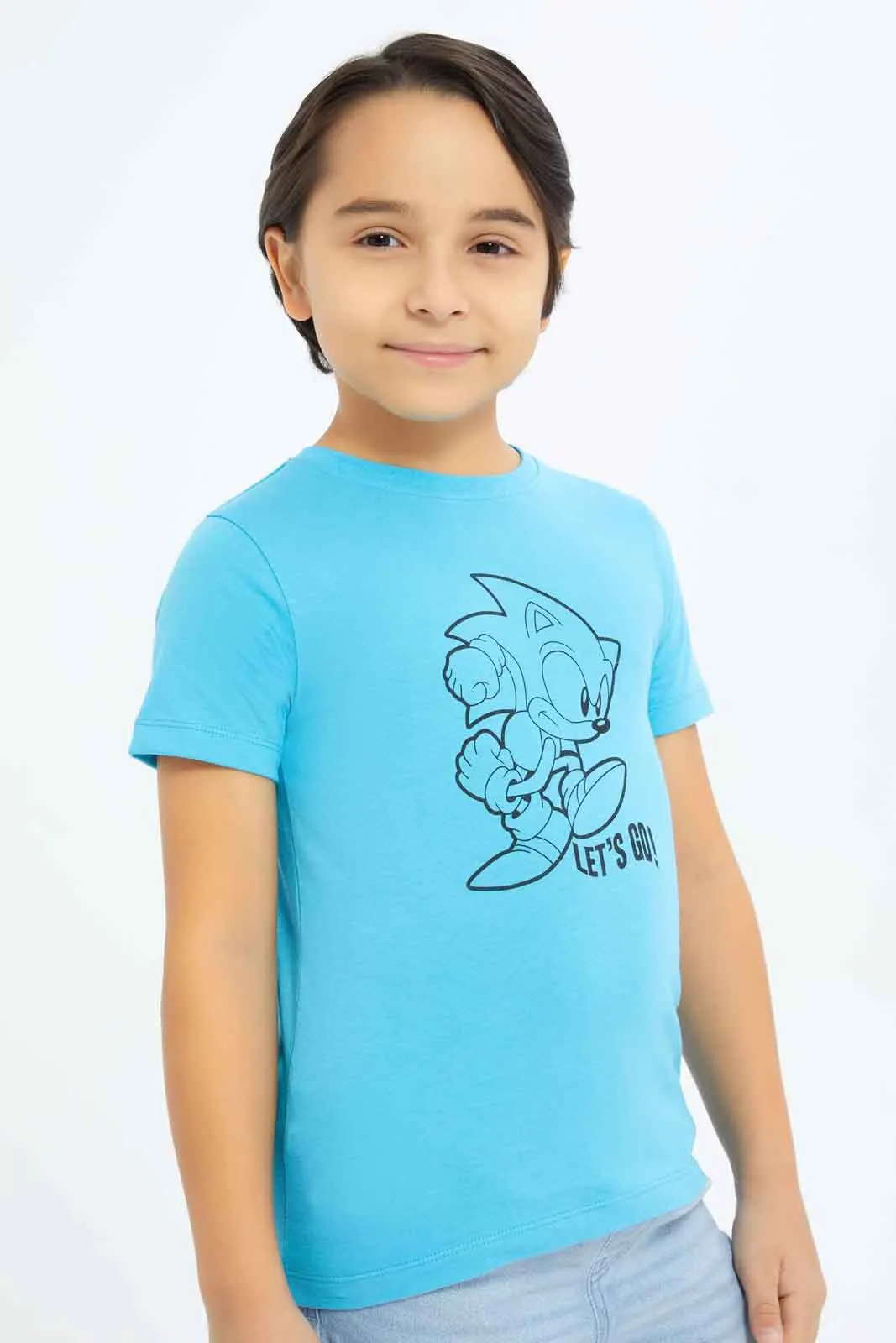 Boys Blue Sonic Print T-Shirt