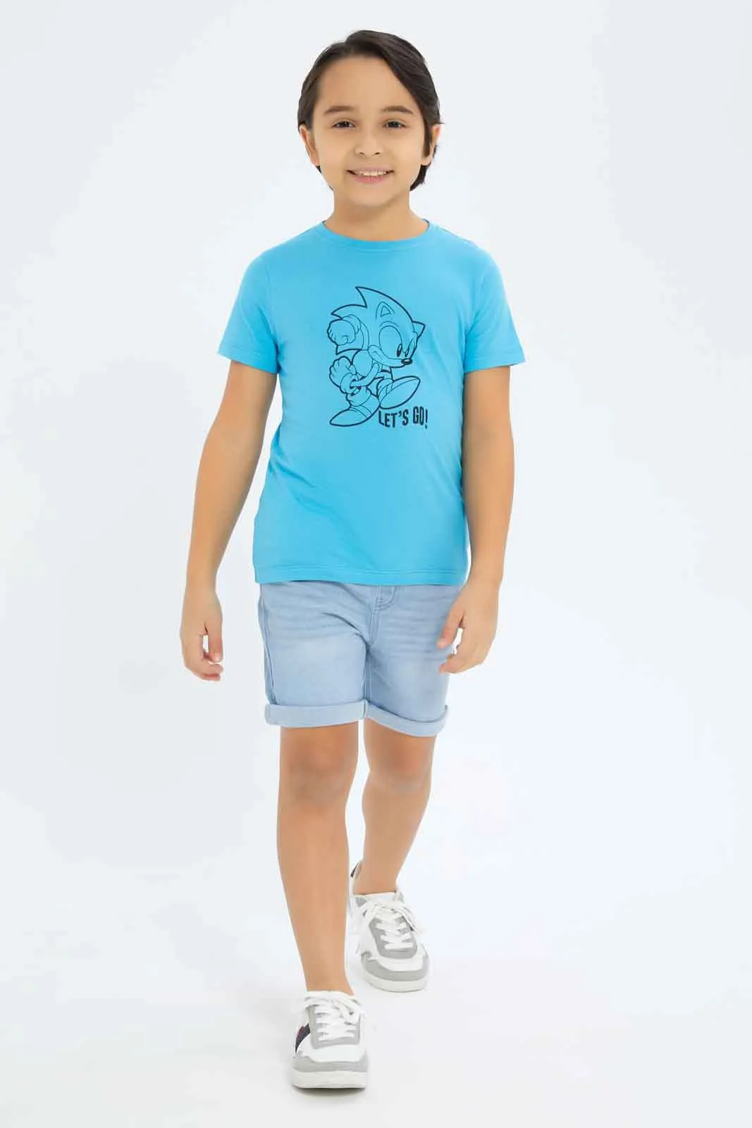 Boys Blue Sonic Print T-Shirt