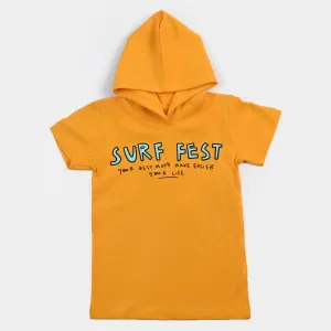 Boys Cotton Jersey T-Shirt H/S Surf Fest-Citrus