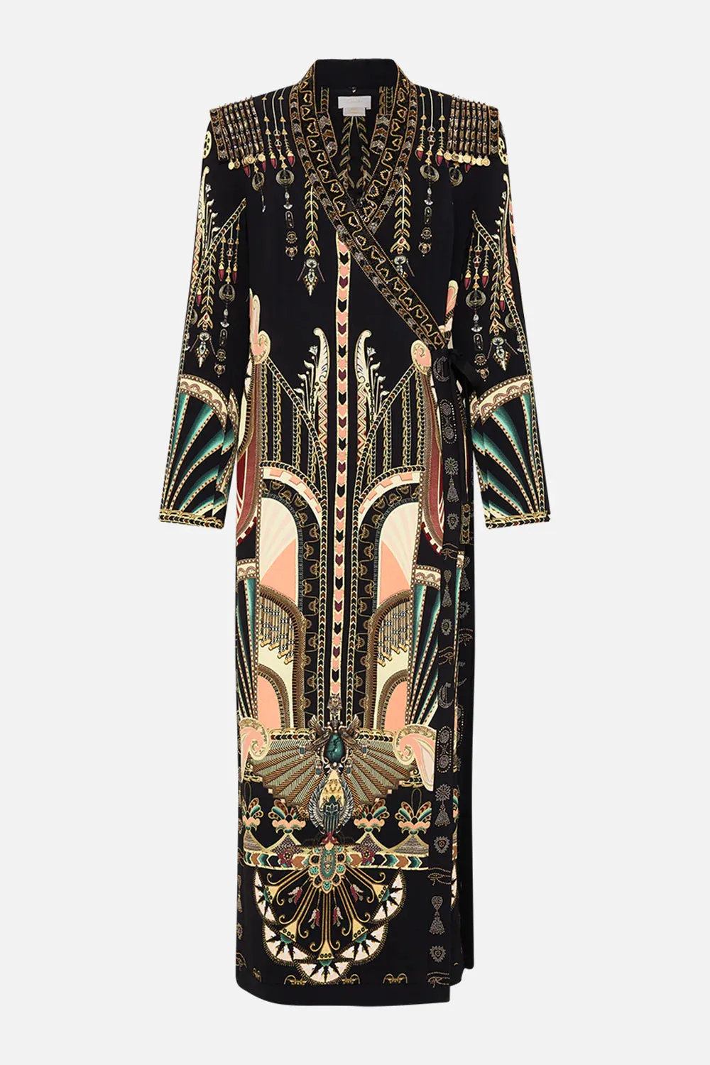 CAMILLA THEY CALL HER NEFERTARI HAND EMBELLISHED CROSS OVER COAT