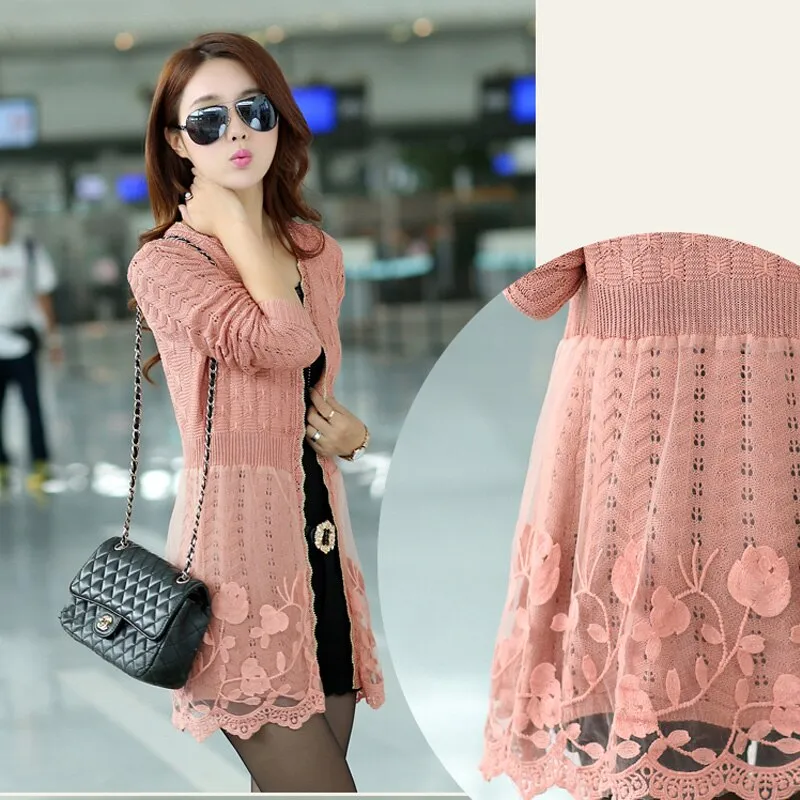 Casual Stylish Lace Women Knitted Cardigan