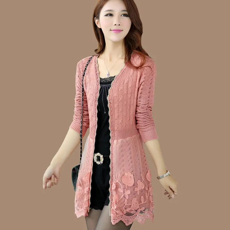 Casual Stylish Lace Women Knitted Cardigan