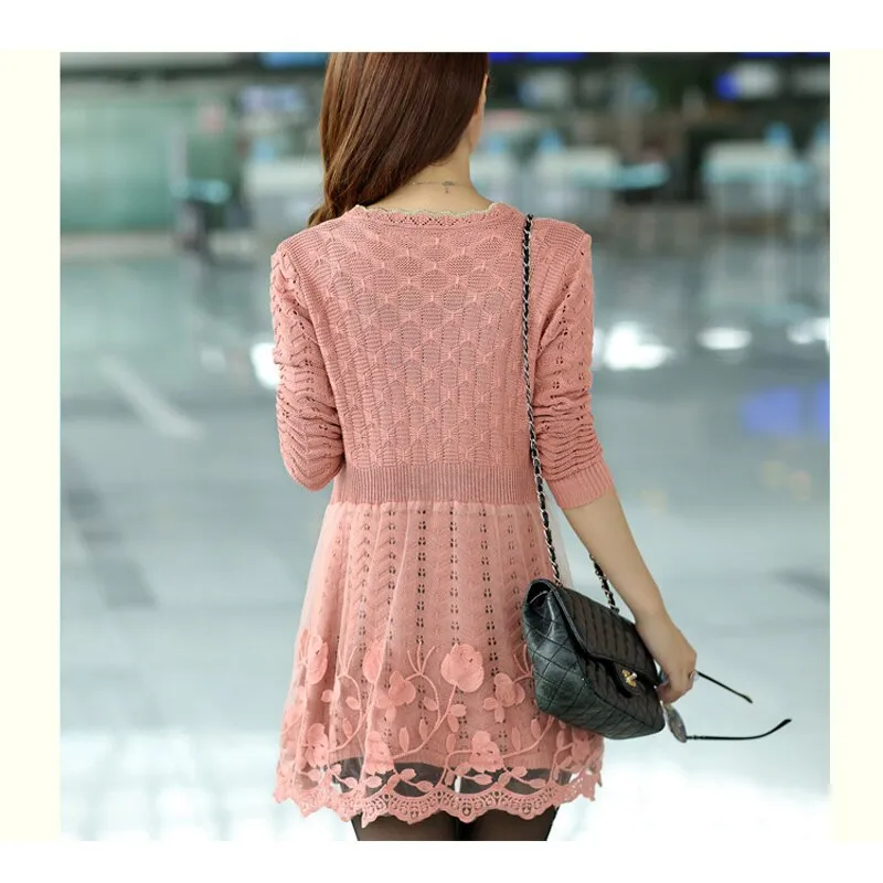 Casual Stylish Lace Women Knitted Cardigan