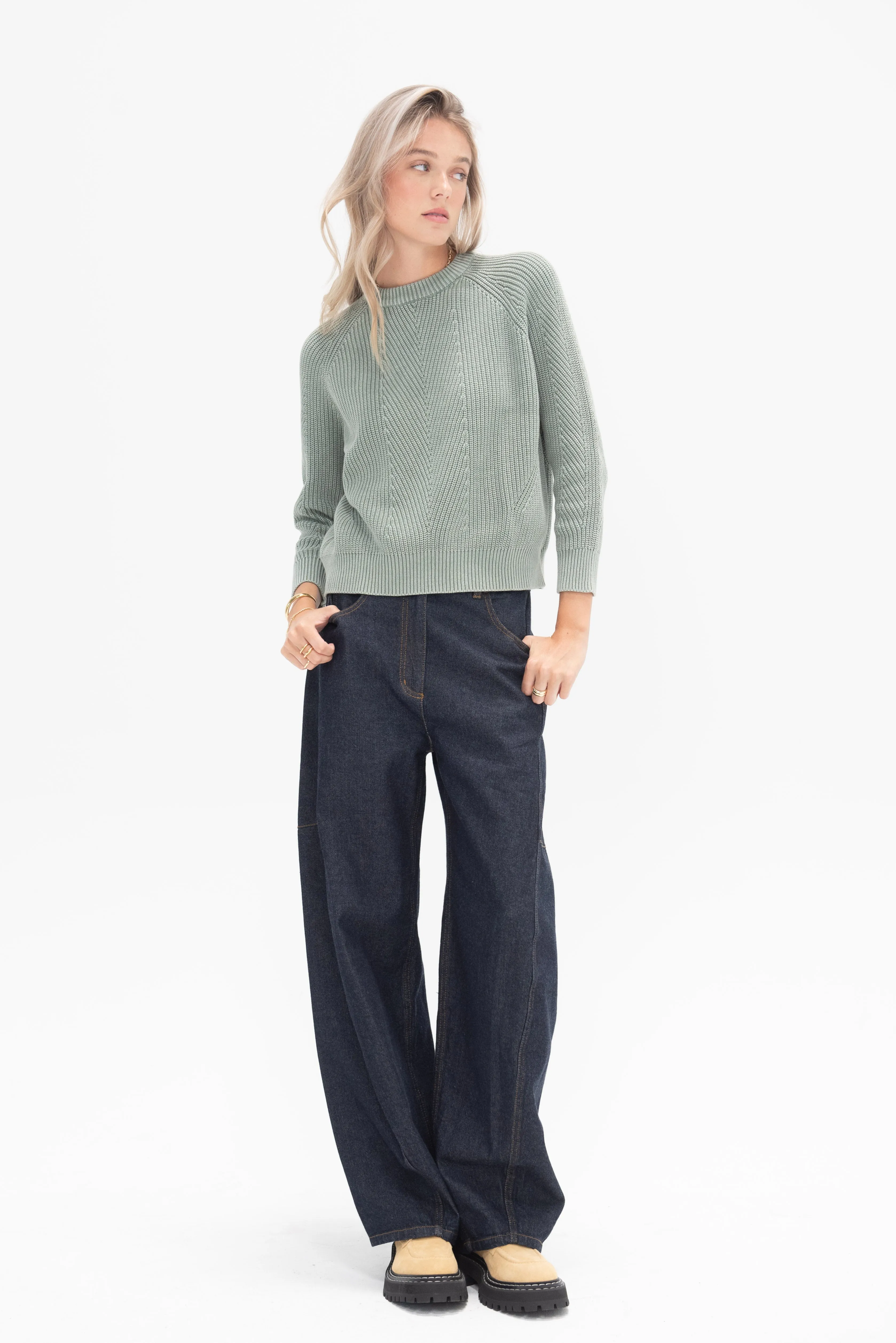 Chelsea Cotton Sweater, Sage