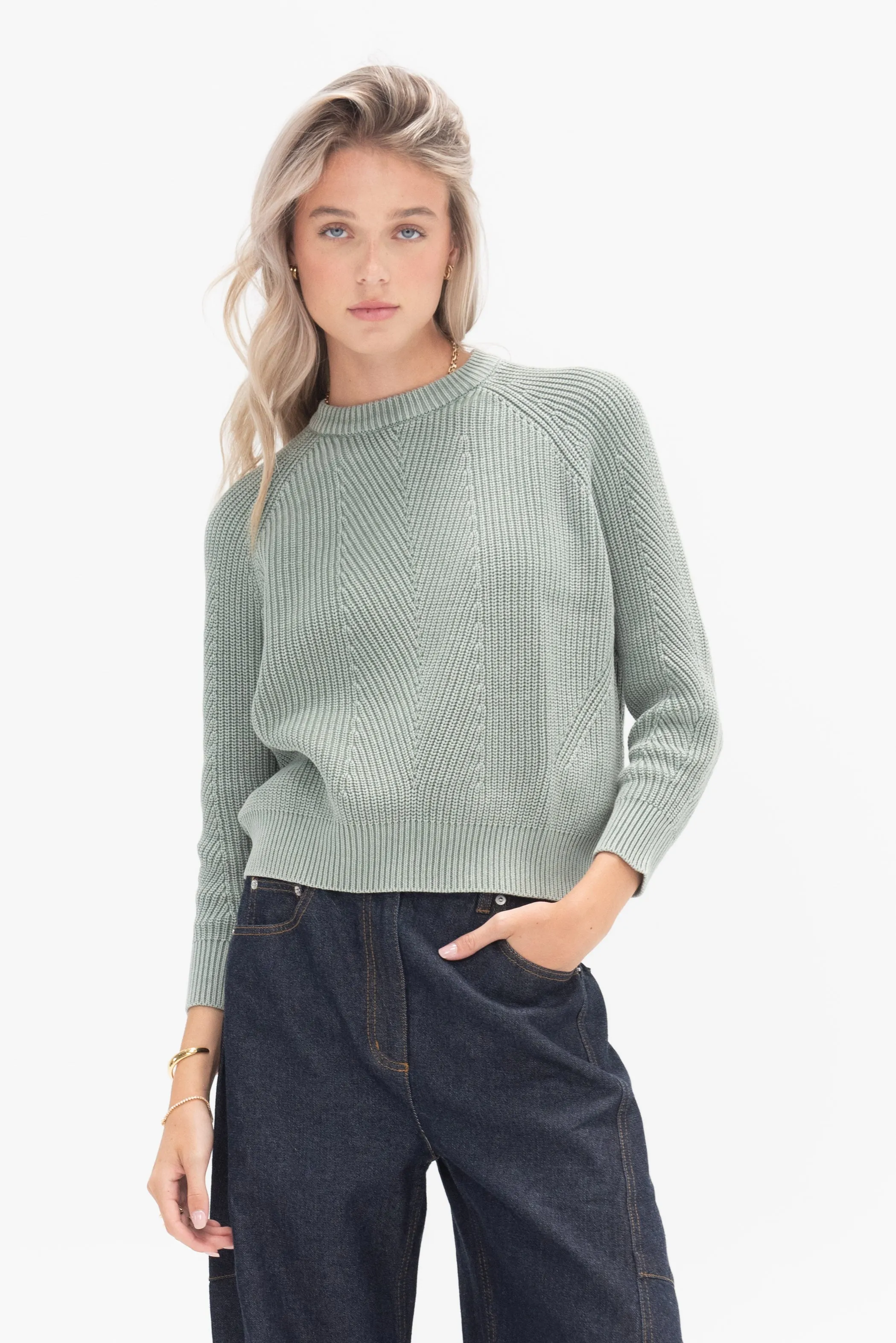 Chelsea Cotton Sweater, Sage