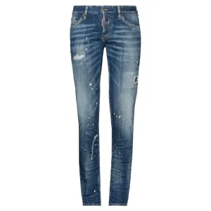 DSQUARED2 'Slim' Distressed White Paint Jeans Blue