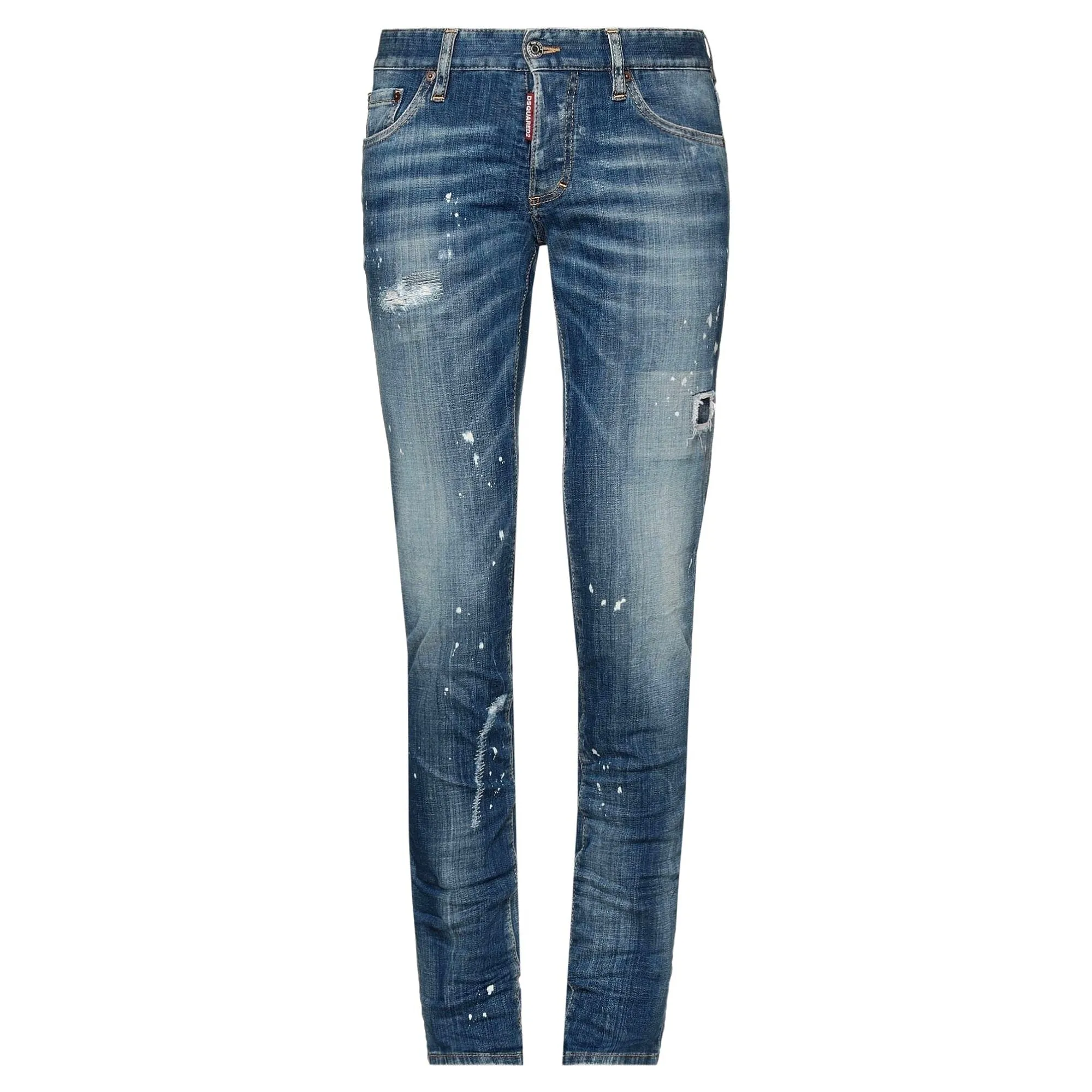 DSQUARED2 'Slim' Distressed White Paint Jeans Blue