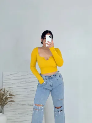 Evelyn Long Sleeve Crop Top