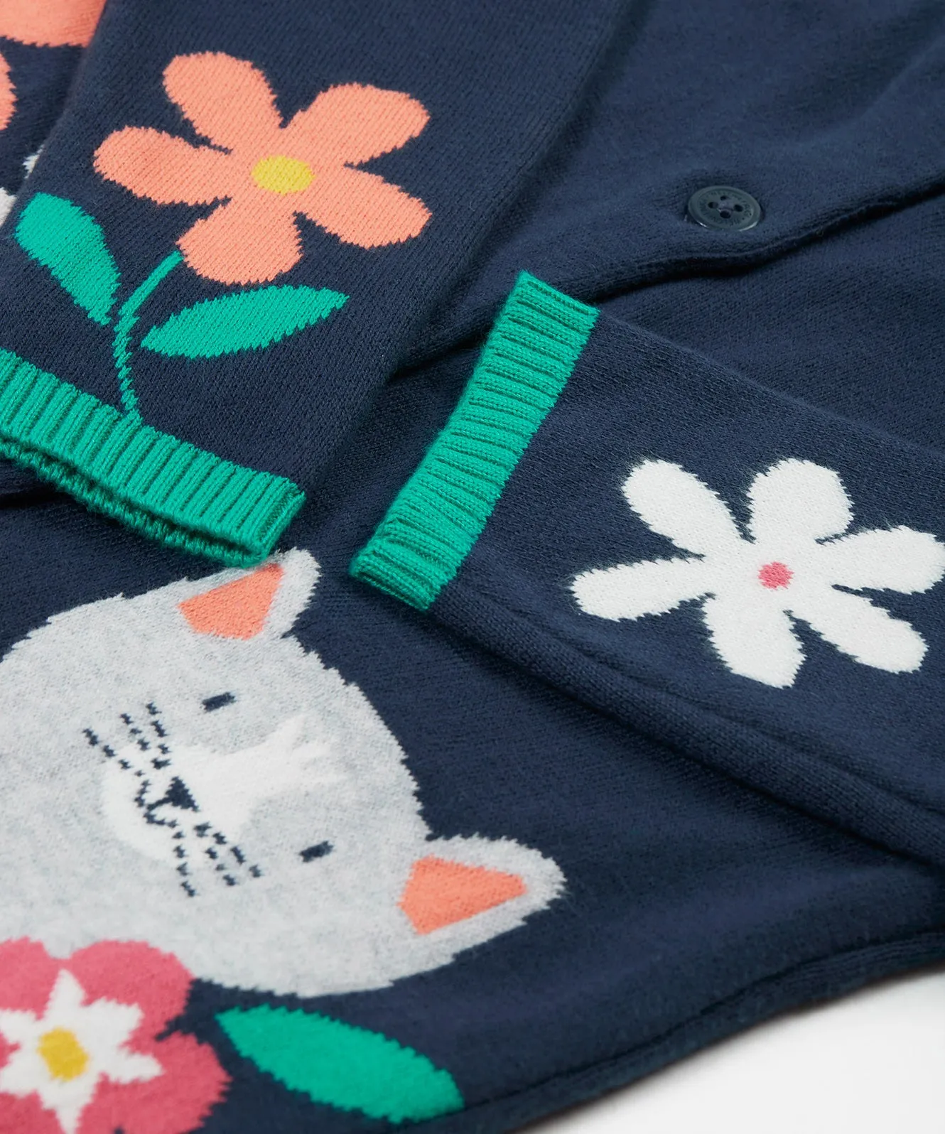 Frugi Reva Knitted Cardigan - Navy Blue/Cat