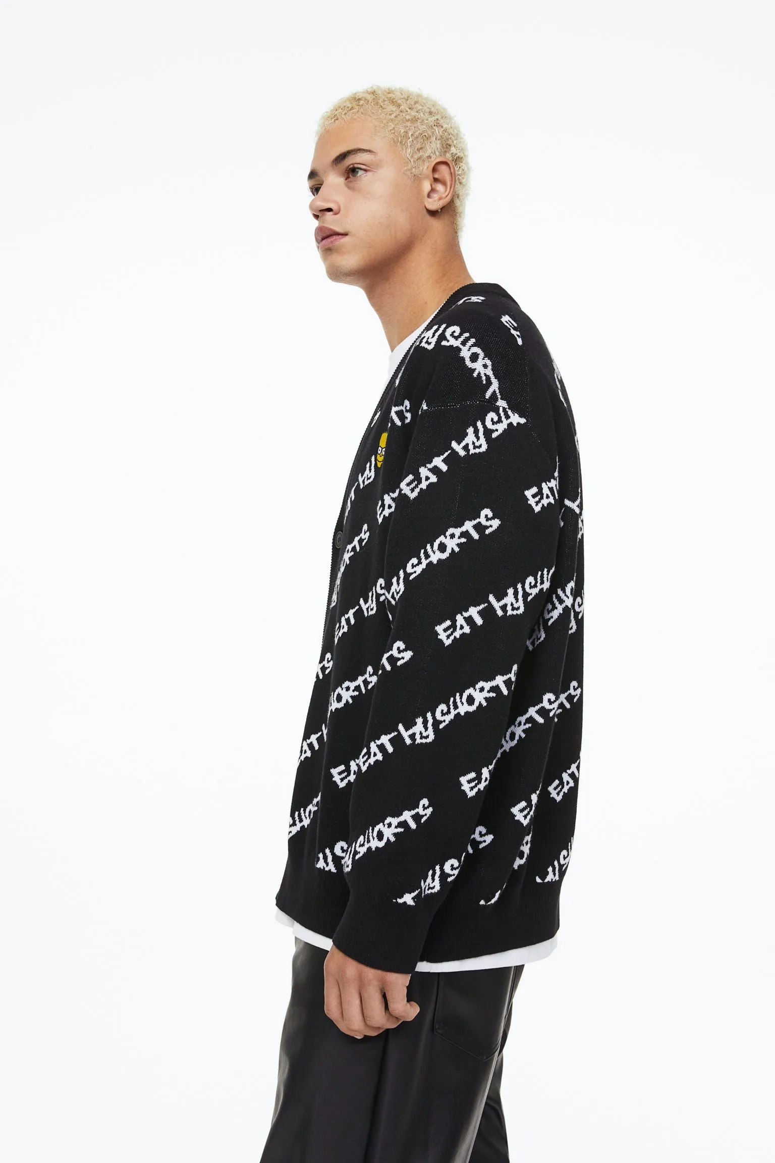 H&M x The Simpsons Oversized Fit Jacquard-knit Cardigan, black