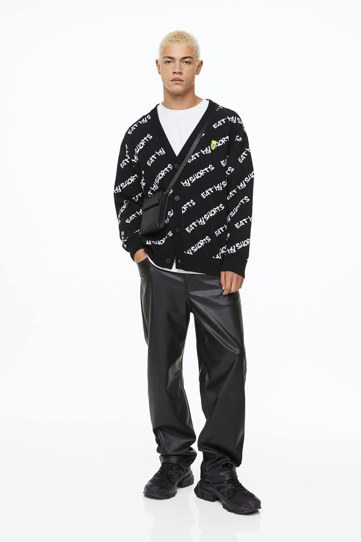 H&M x The Simpsons Oversized Fit Jacquard-knit Cardigan, black