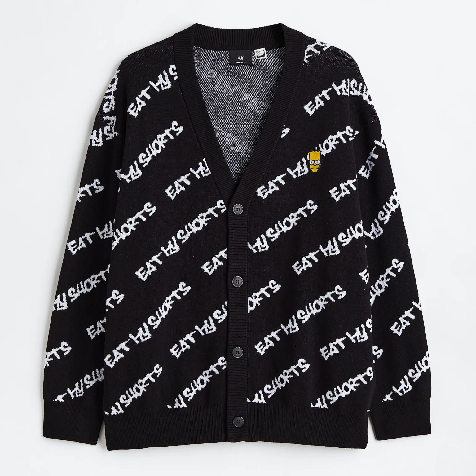 H&M x The Simpsons Oversized Fit Jacquard-knit Cardigan, black