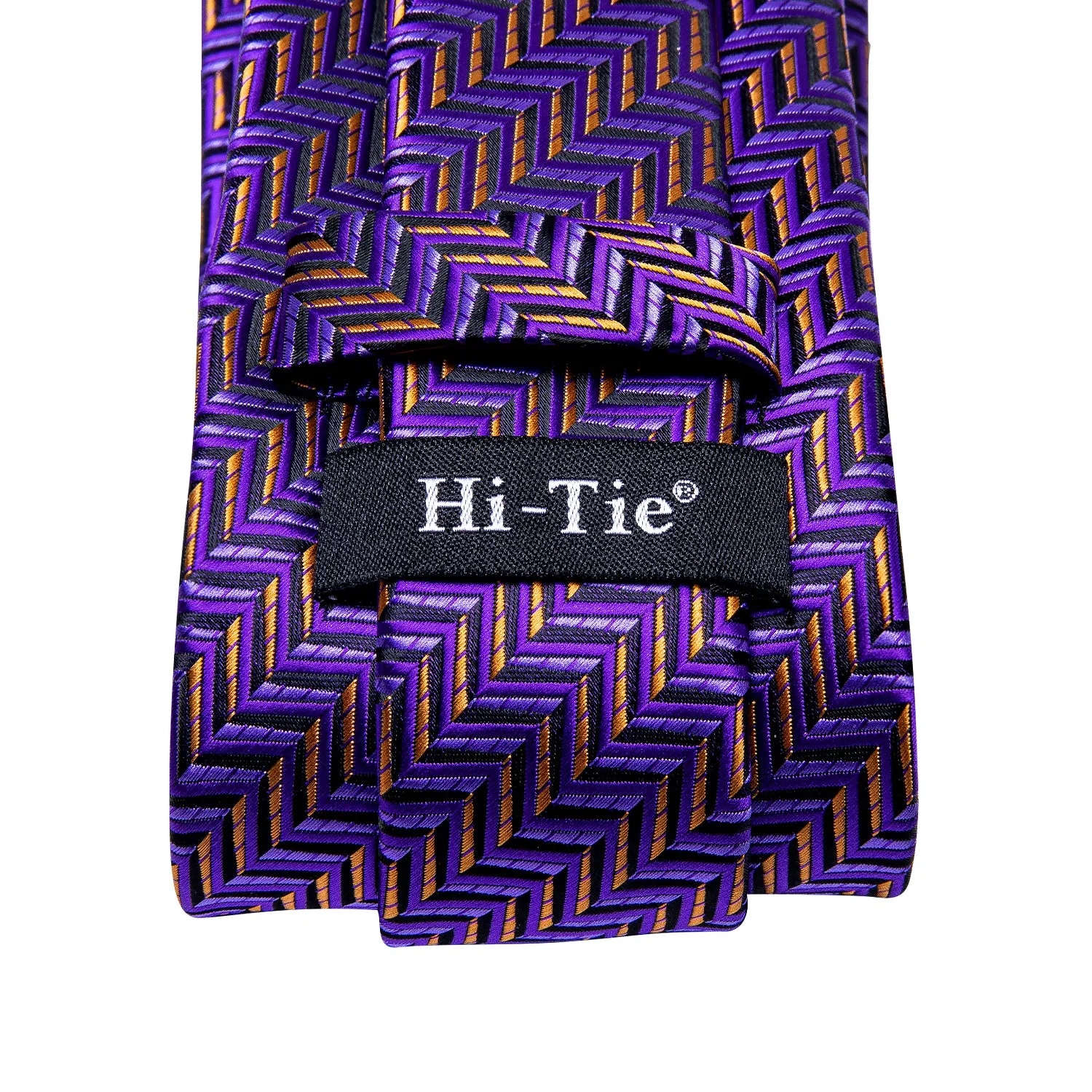 Hi-Tie Men's Tie Purple Moccasin Striped Necktie Set