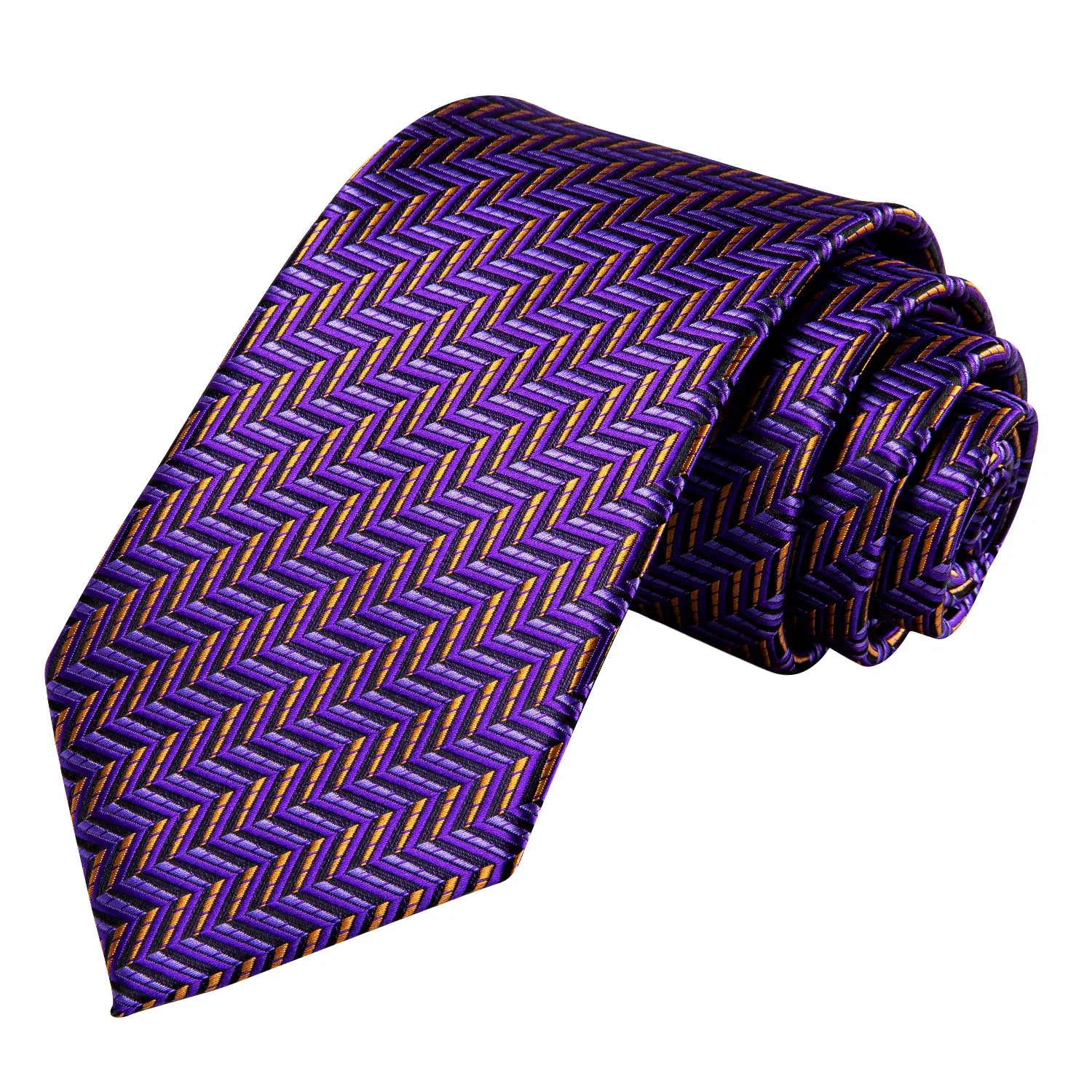 Hi-Tie Men's Tie Purple Moccasin Striped Necktie Set