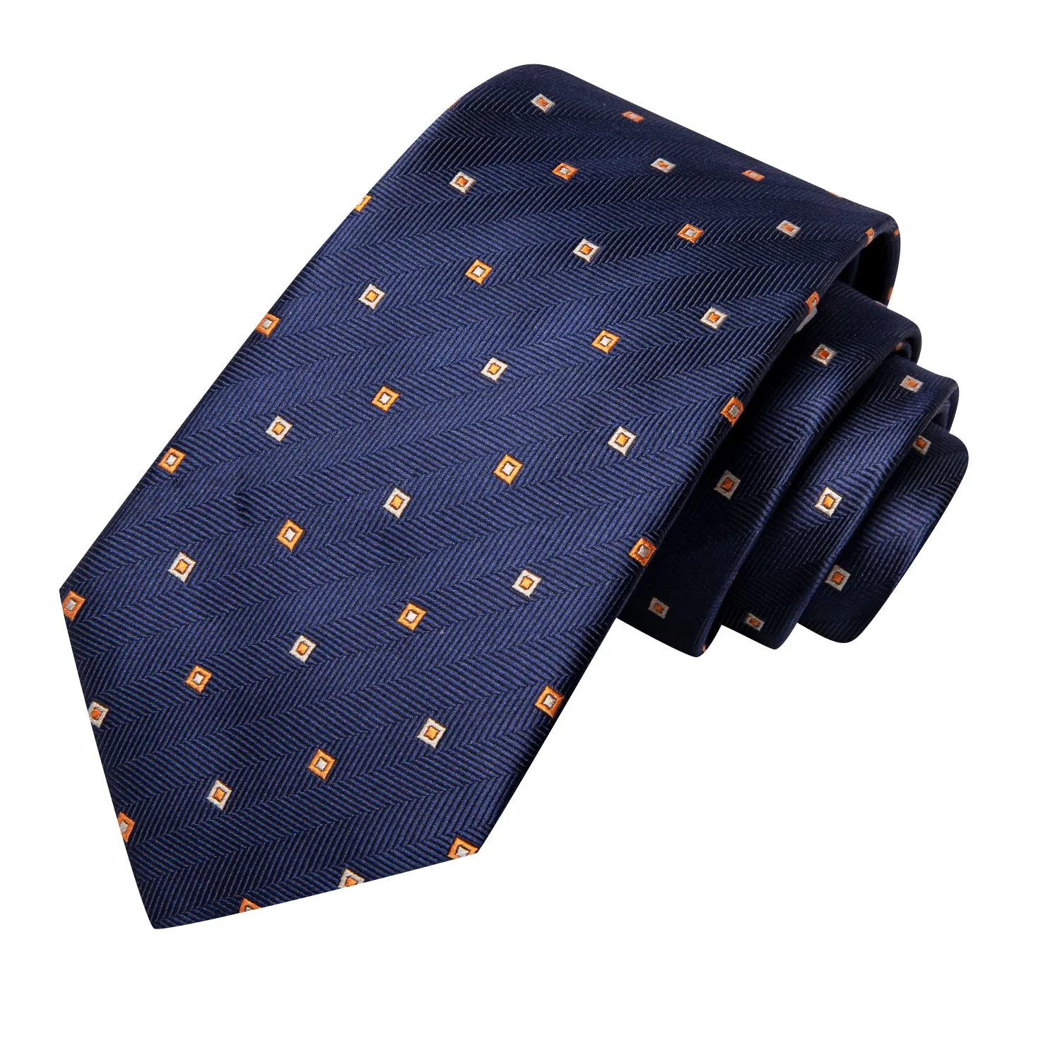 Hi-Tie Navy Blue Navy Blue Novelty Men Tie Pocket Square Cufflinks Set