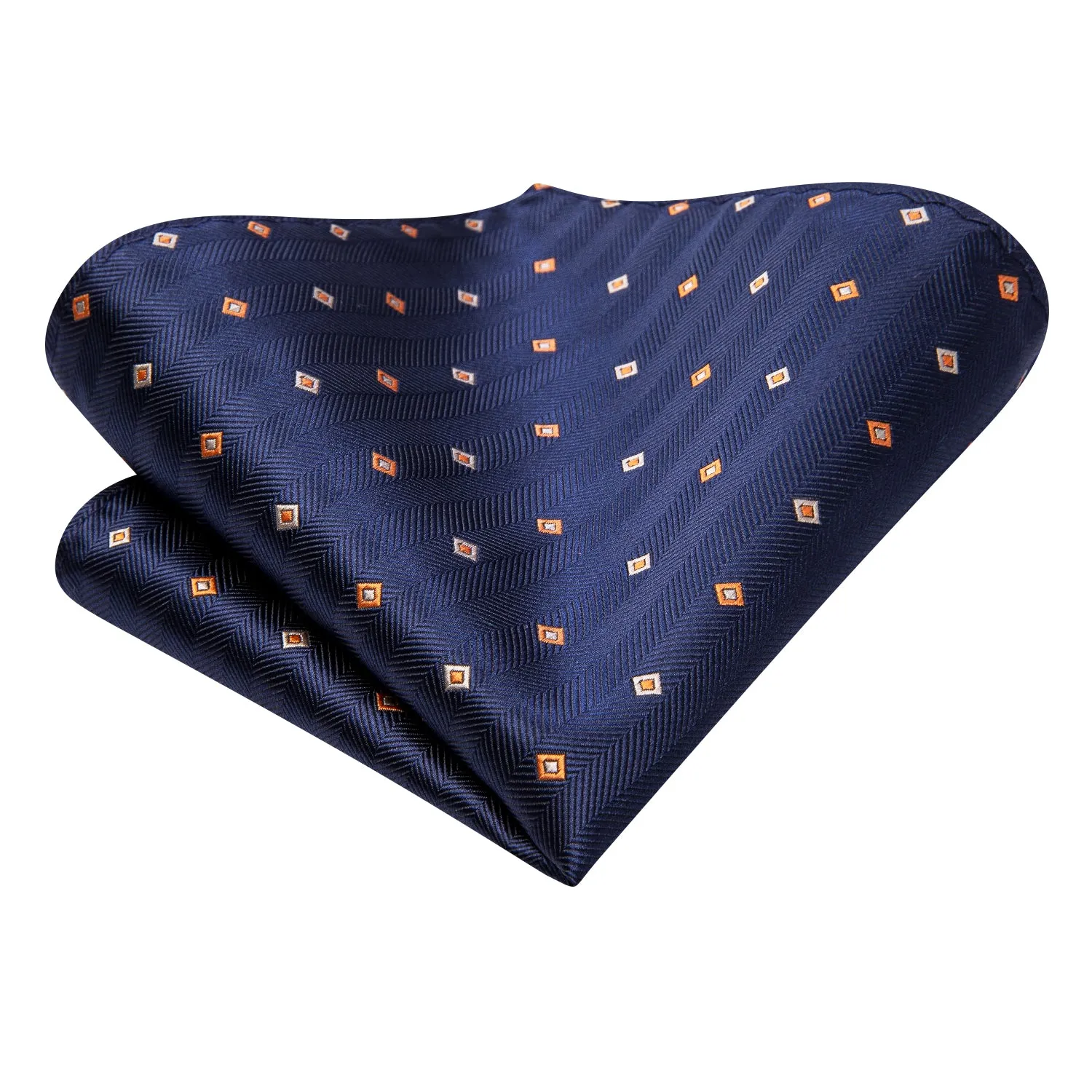 Hi-Tie Navy Blue Navy Blue Novelty Men Tie Pocket Square Cufflinks Set