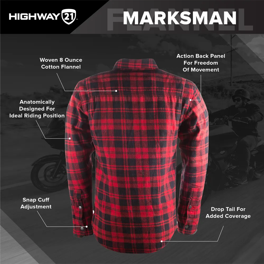 Highway 21 Marksman Protective Flannel Motorcycle Shirt