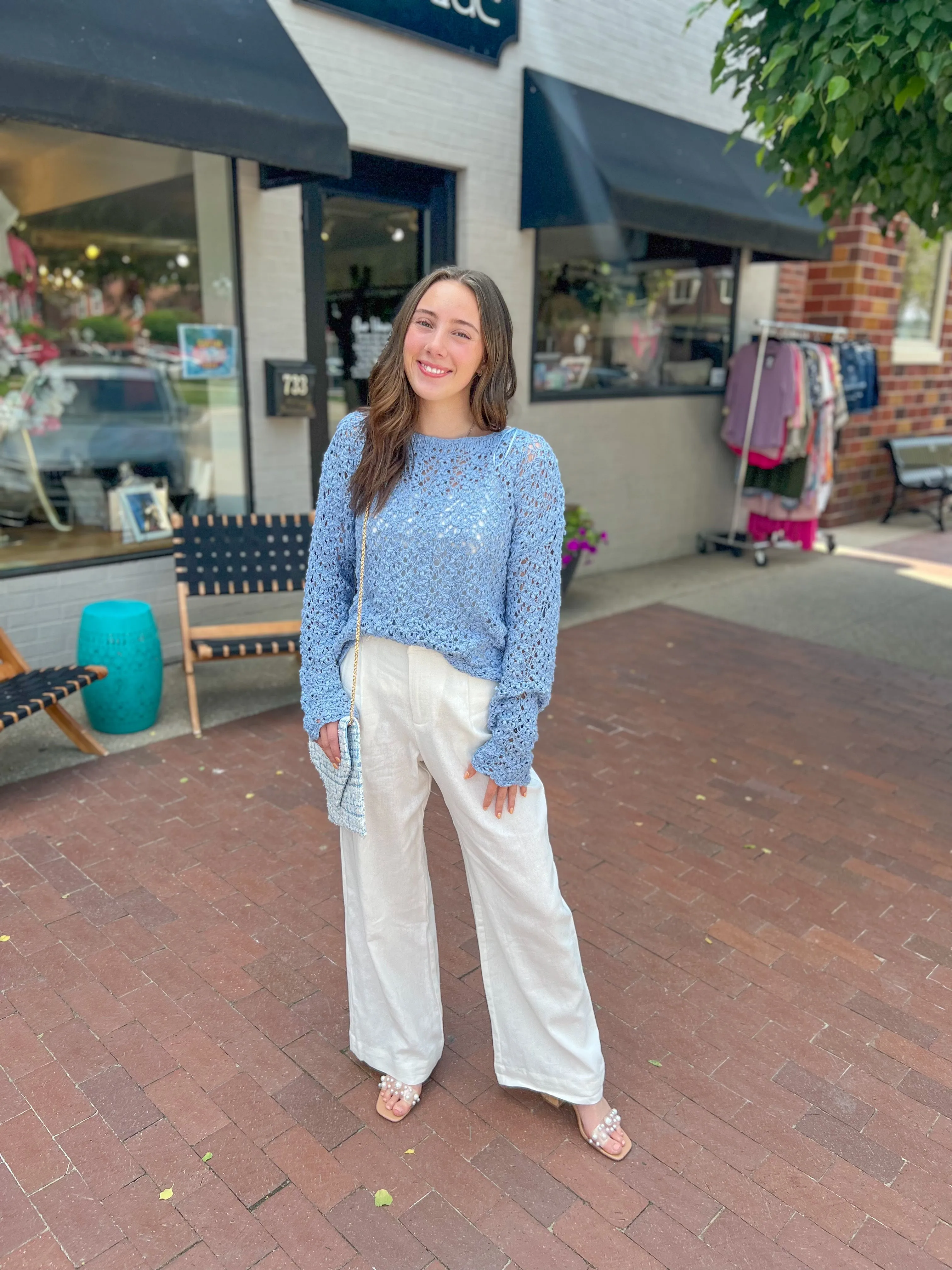 Ivory Linen Wide Leg Pintuck Pleat Pants