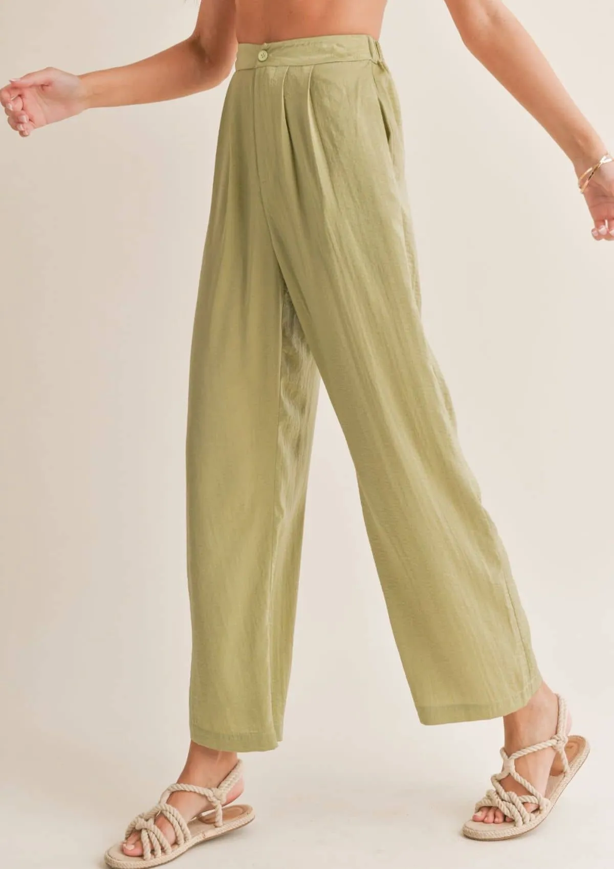 Juicy Pleated Pants - Sage Mint