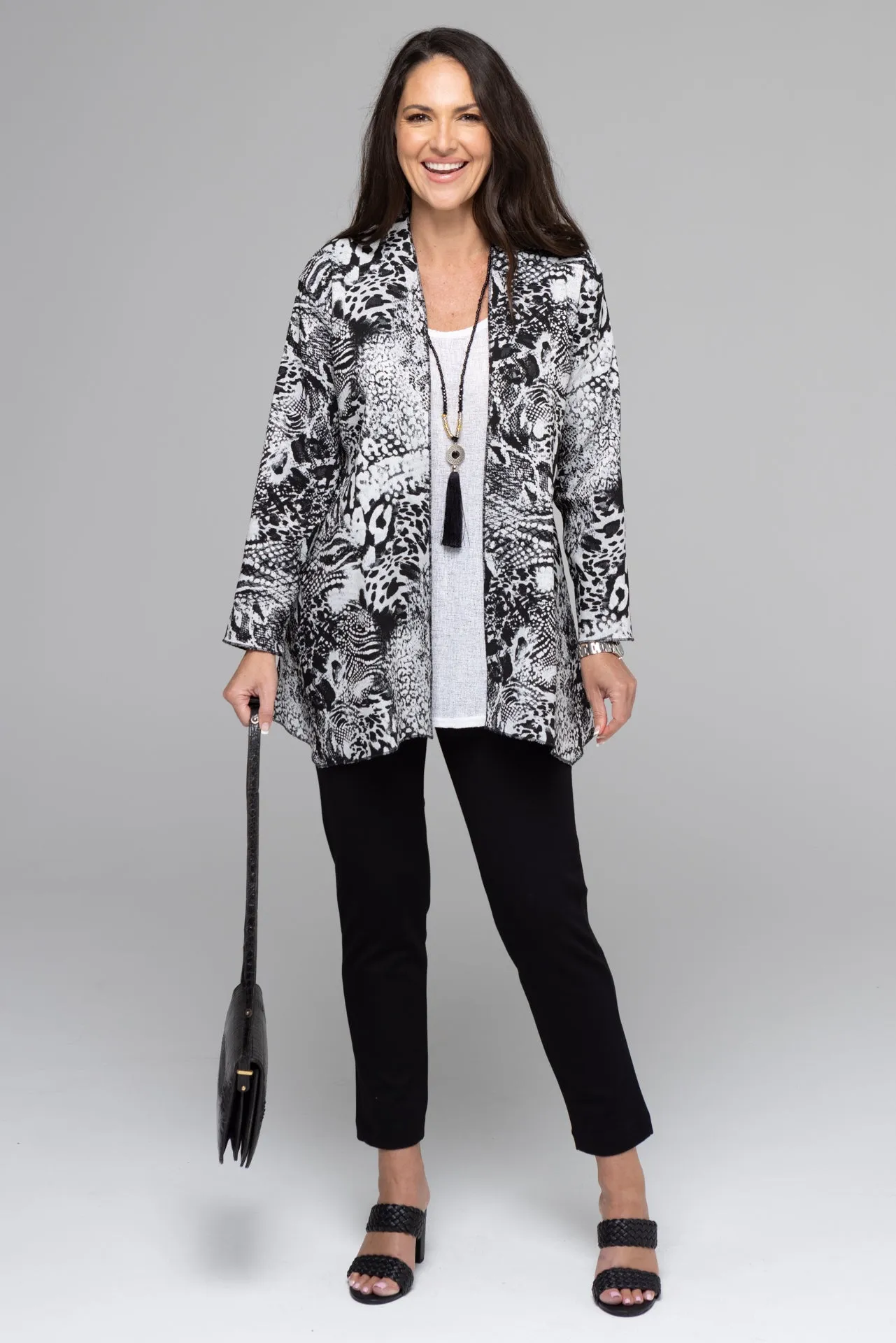 Jungle Print Stretch Rayon/Nylon Long Sleeve Jacket