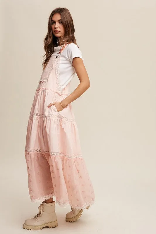 *Laced and Tiered Romantic Overall Maxi Dress