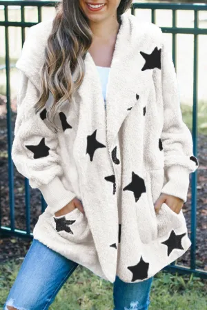 Lapel Collar Scatter Star Fuzzy Coat