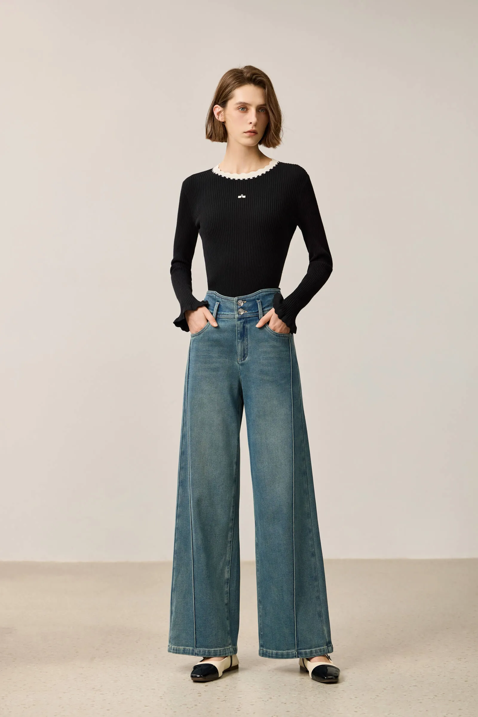 LILY Stylish High-Waist Wide-Leg Jeans