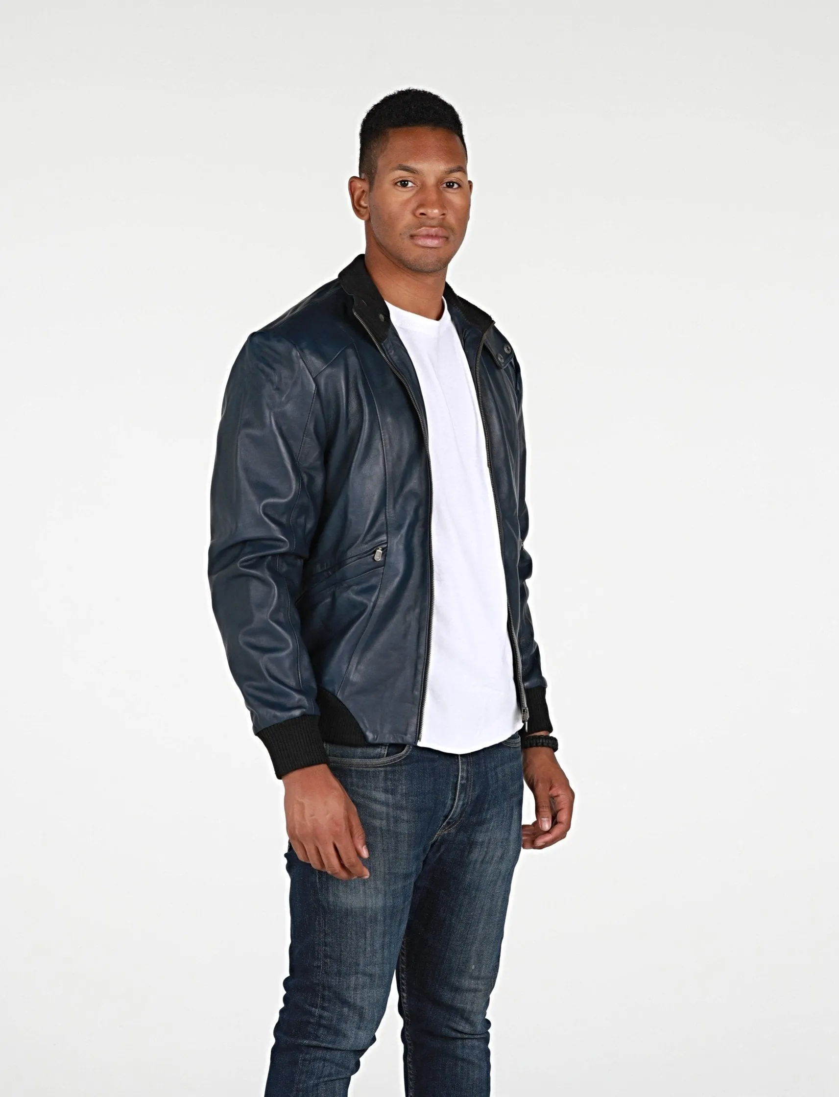 Mens Calypso Bomber Leather Jacket