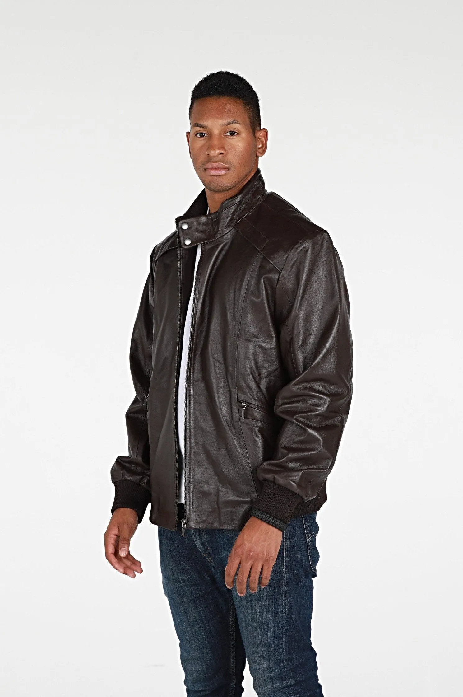 Mens Calypso Bomber Leather Jacket