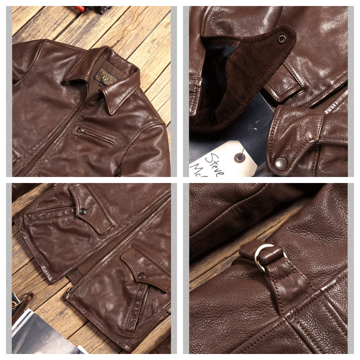 Men's Newsboy Leather Jacket Brown Cowhide