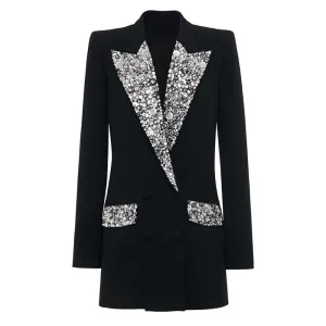 Pre Order:  Handmade Inlaid Diamond Slim Fit Long Blazer