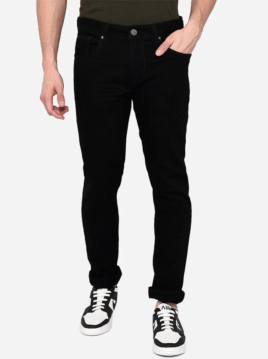 Raw Black Solid Narrow Fit Jeans | Greenfibre