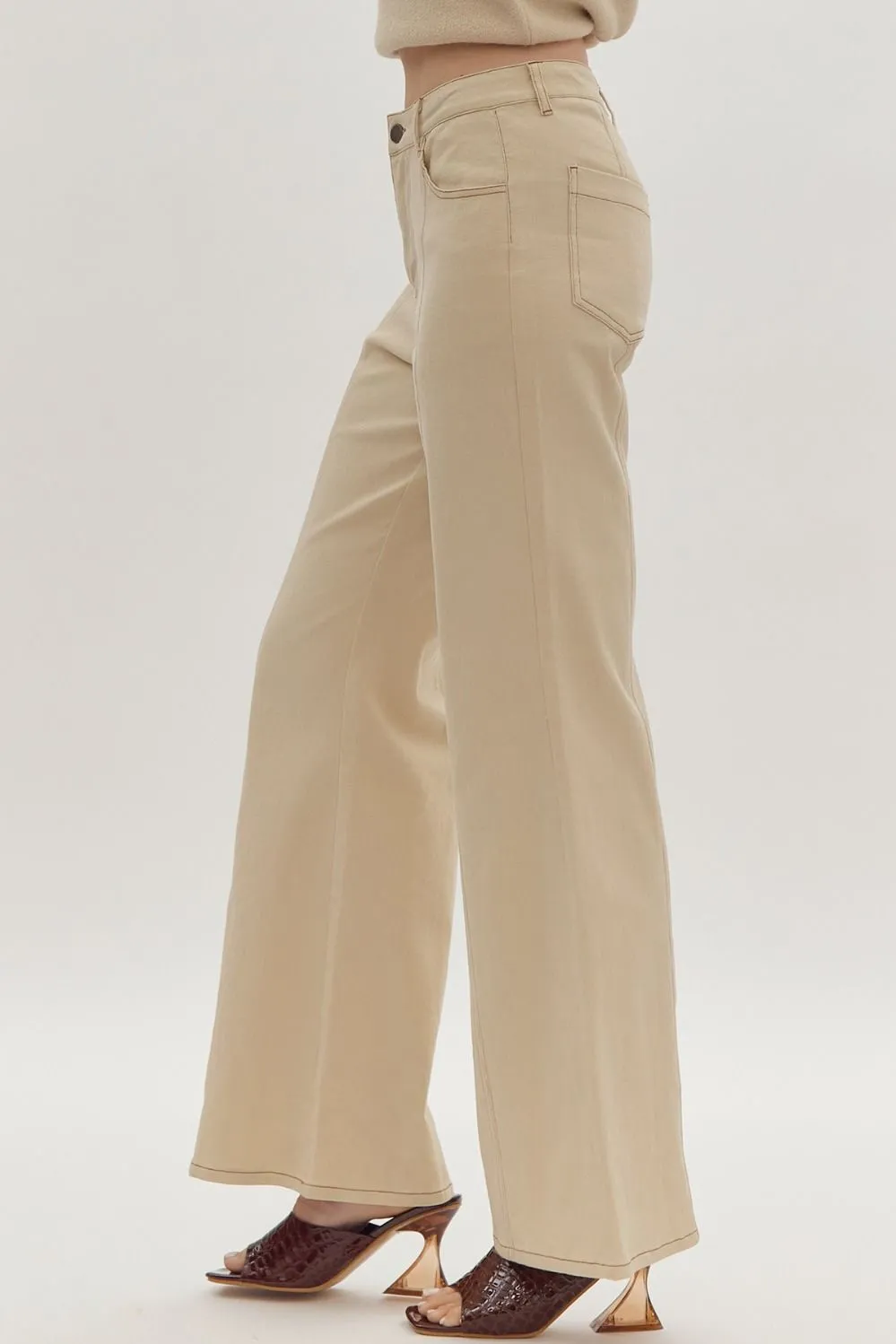 Retro Nude Wide Leg Pants