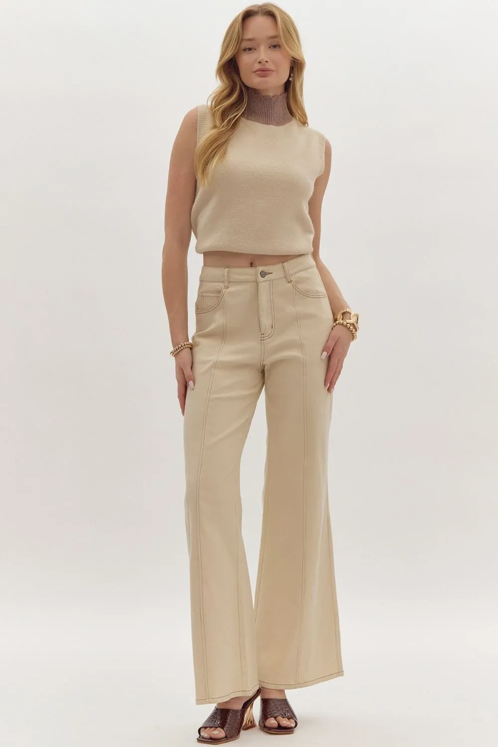 Retro Nude Wide Leg Pants