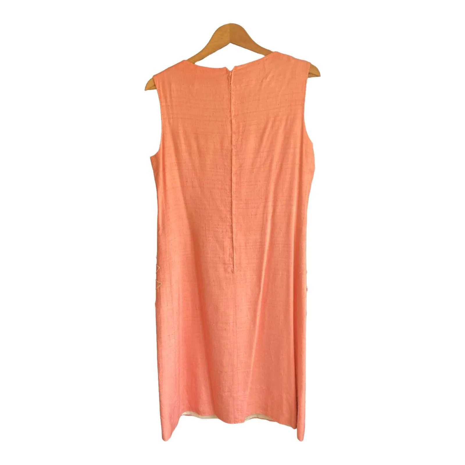 Rolande Linen Look Peach Sleeveless Shift Dress UK Size 12