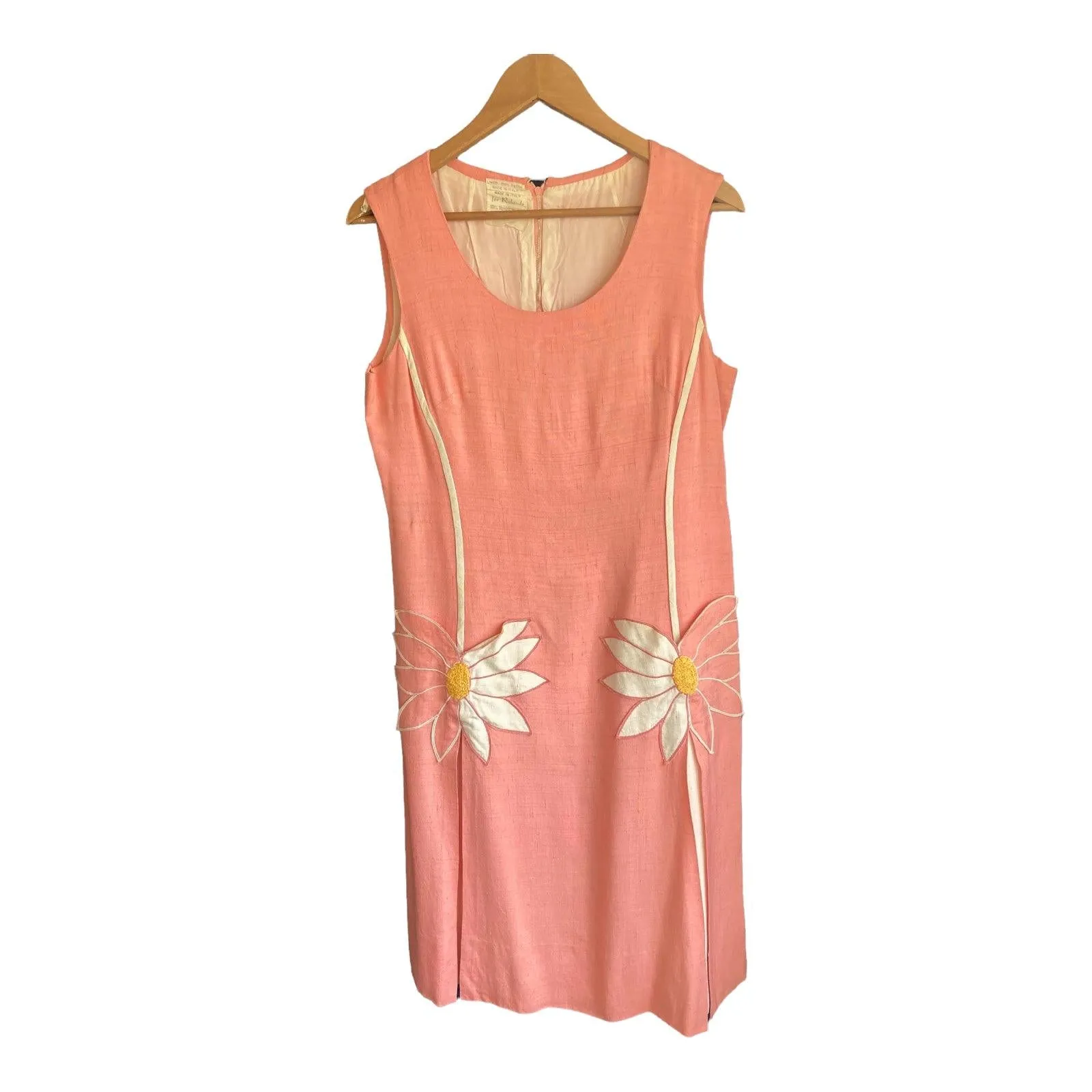 Rolande Linen Look Peach Sleeveless Shift Dress UK Size 12