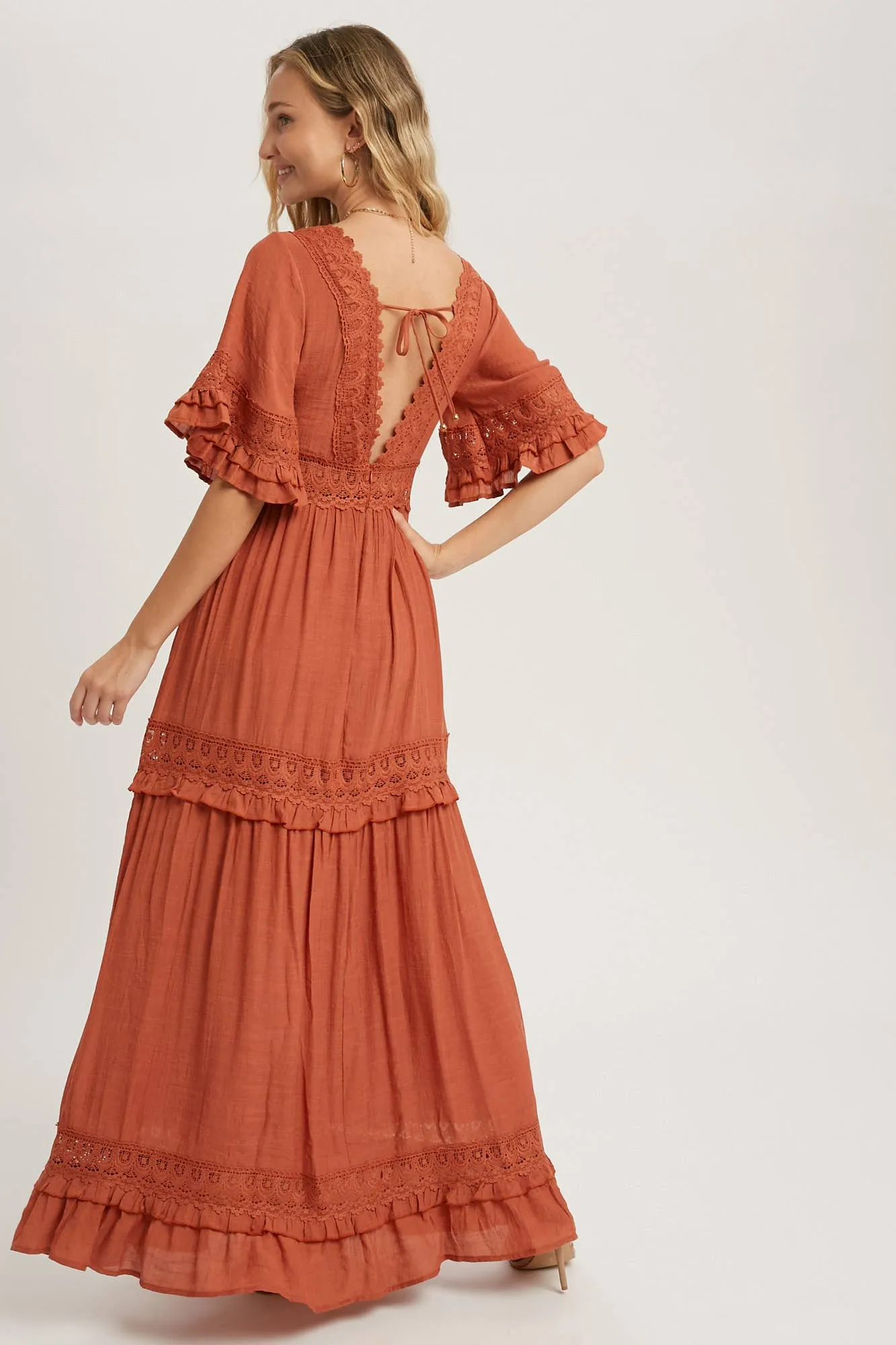 Rose Lace Trim Dress