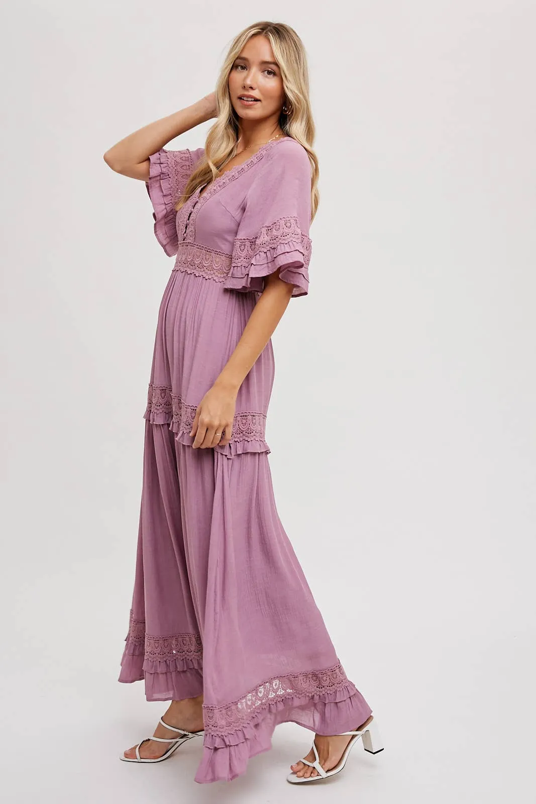 Rose Lace Trim Dress