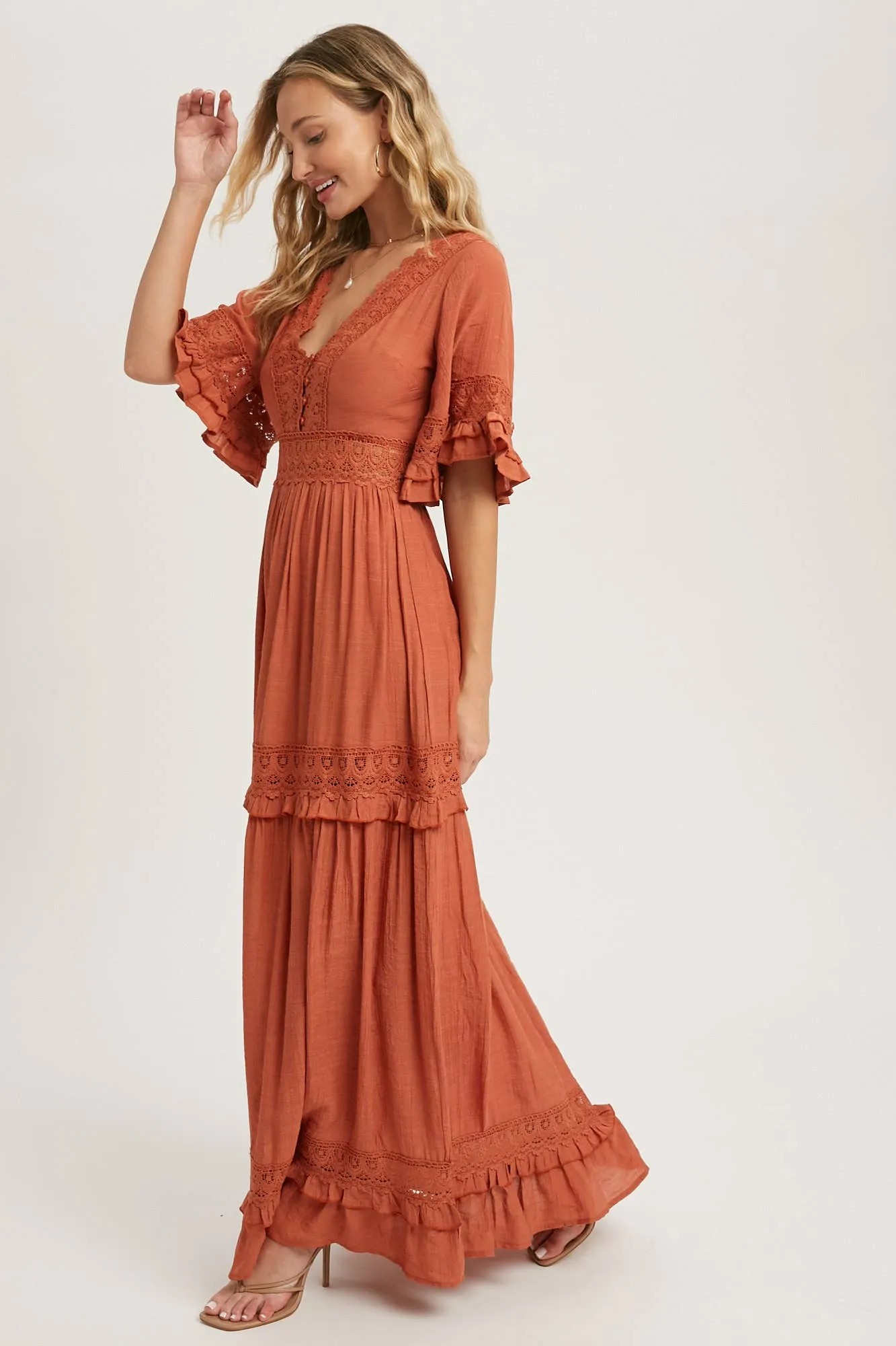 Rose Lace Trim Dress